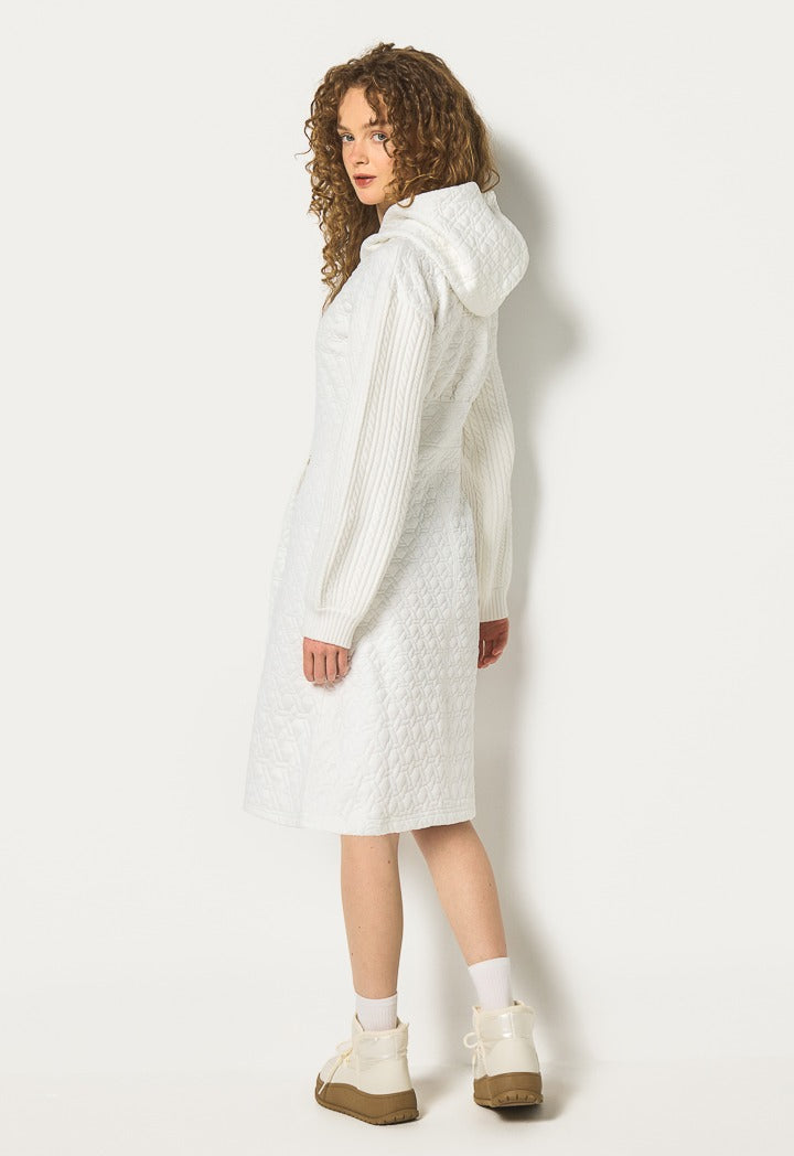 Hope Mixed-Fabric Solid Dress Off White