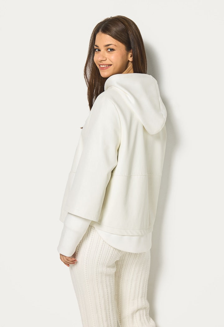 Hope Solid Pu Leather Jacket Off White