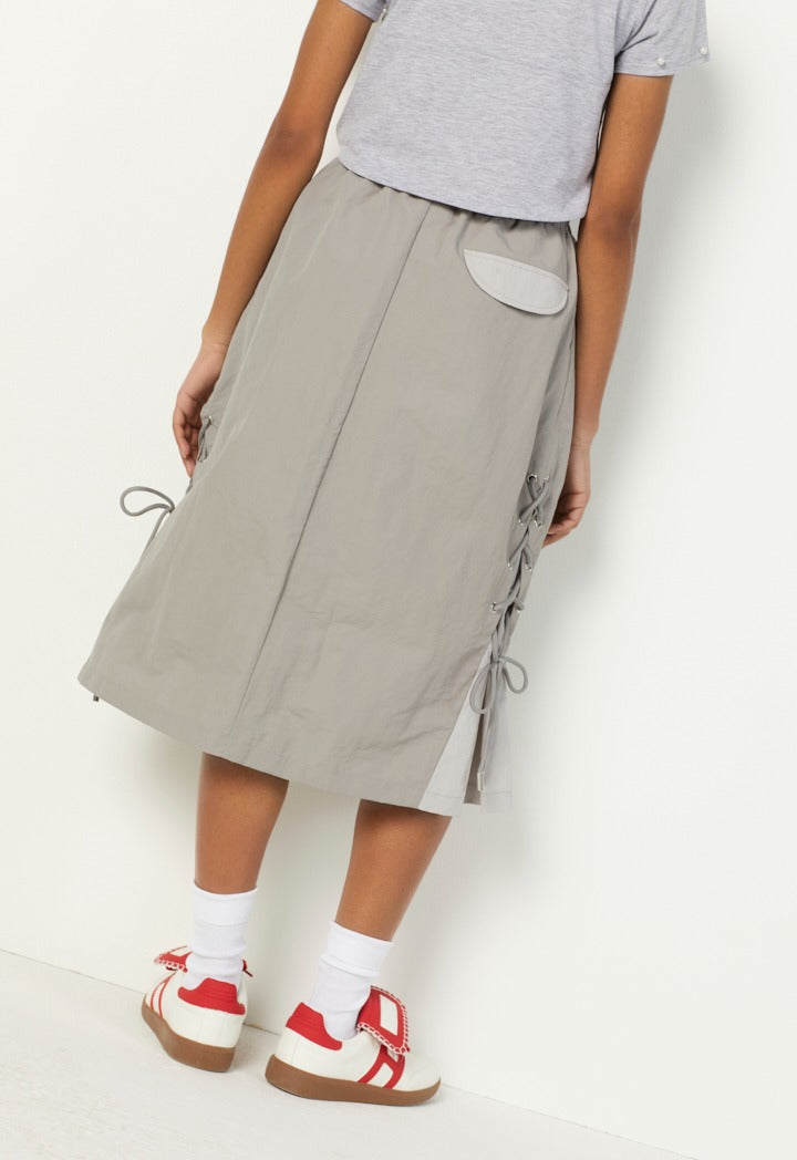 Hope Solid Drawstring Skirt Grey