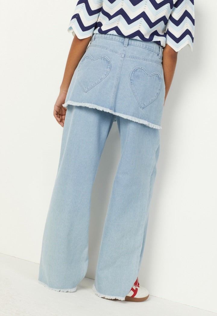 Hope Overlay Straight Leg Jeans Denim Blue