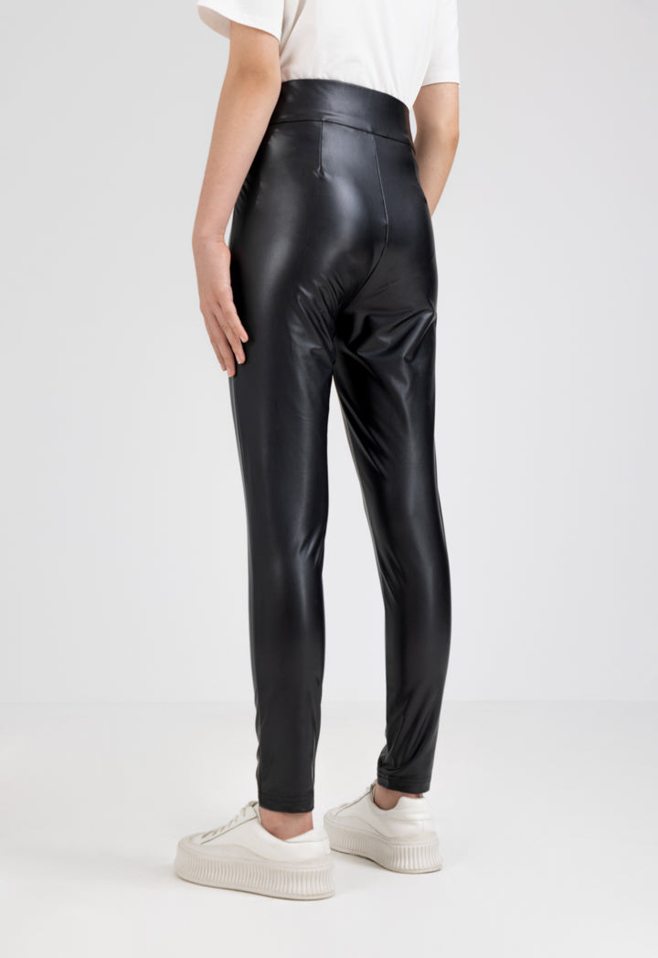 Hope Solid Pu Leather Leggings Black