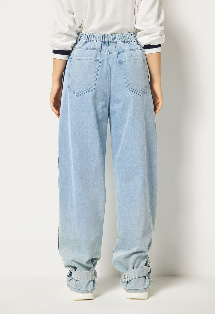 Hope Striped Sides Jeans Denim Blue