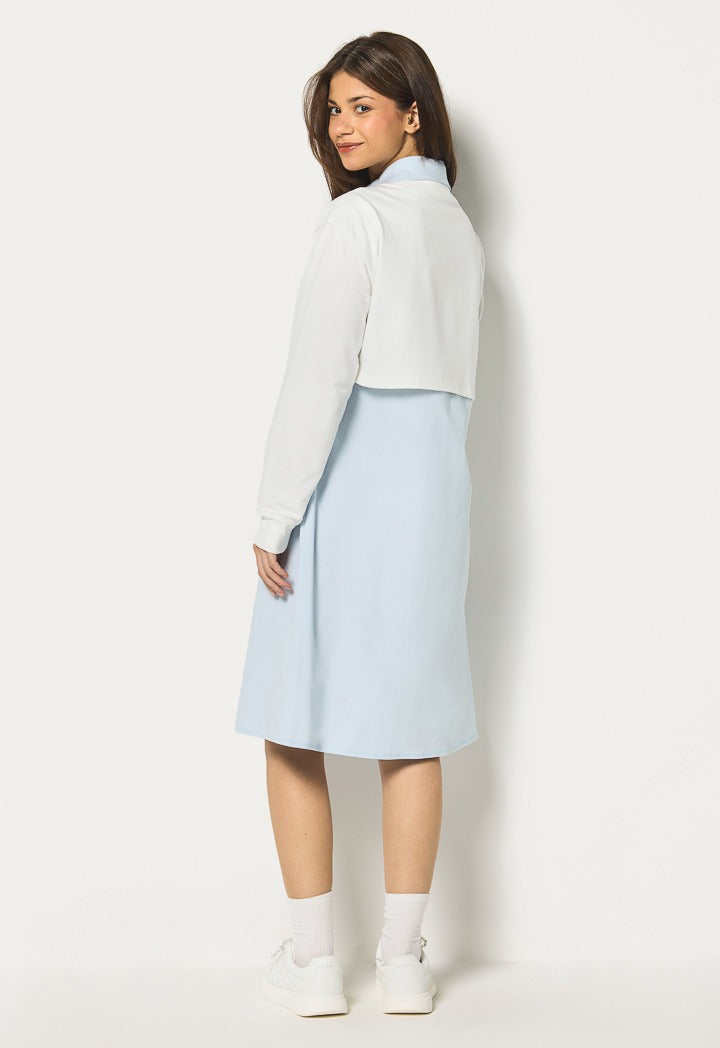 Hope Attached Vest Button Dress Light Blue