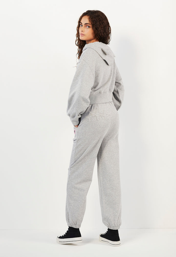 Hope Embroidered Knitted Jacket Grey Melange