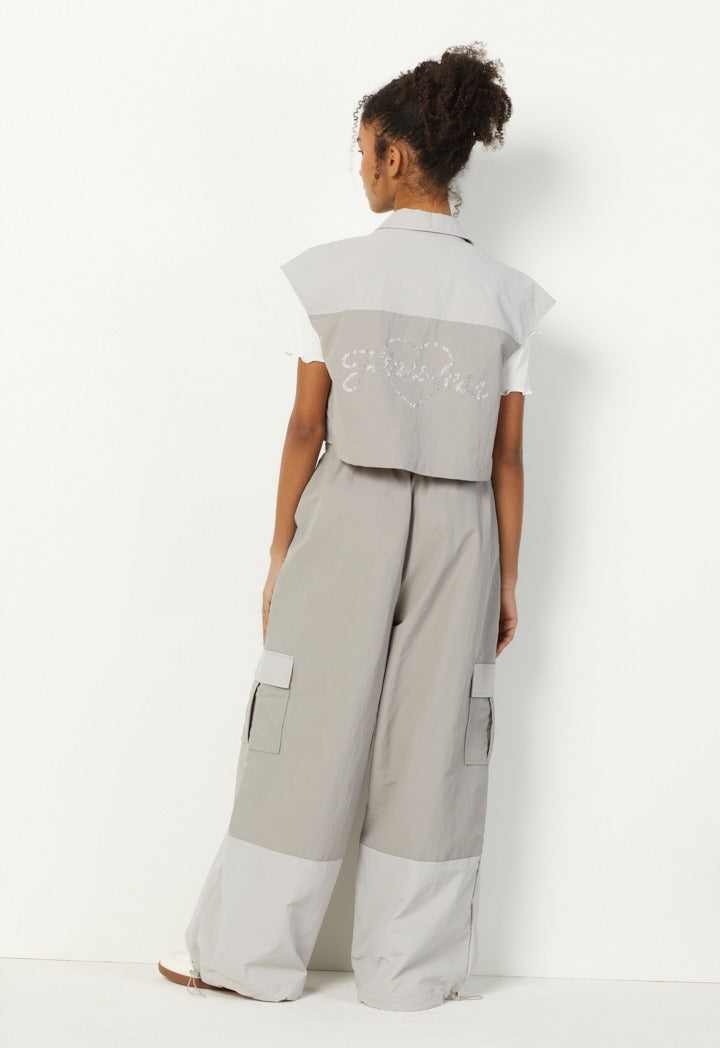 Strass Embellished Contrast Vest