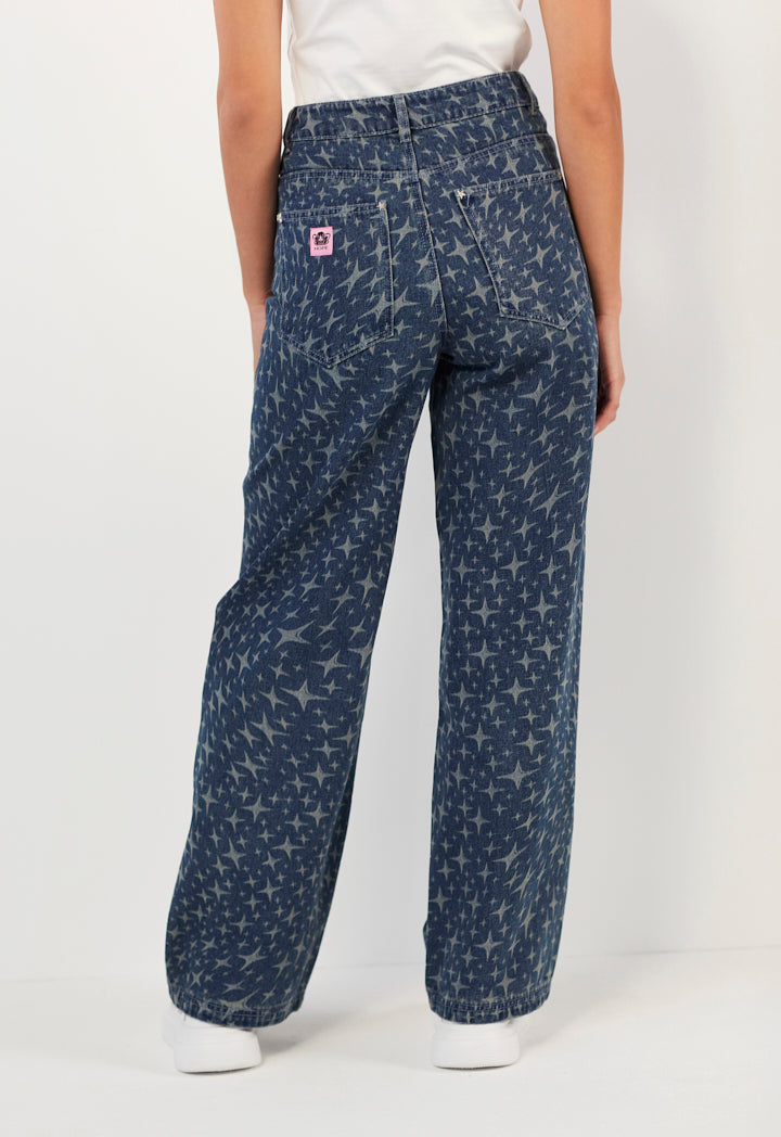 Hope Sparkle Pattern Denim Jeans Denim Blue