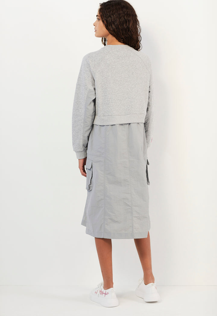 Hope Cargo Skirt Embellished Dress Grey Melange