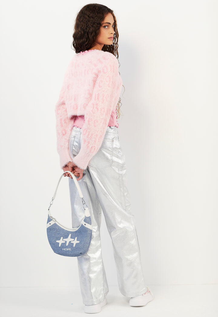 Hope Fluffy Cropped Cardigan Pink