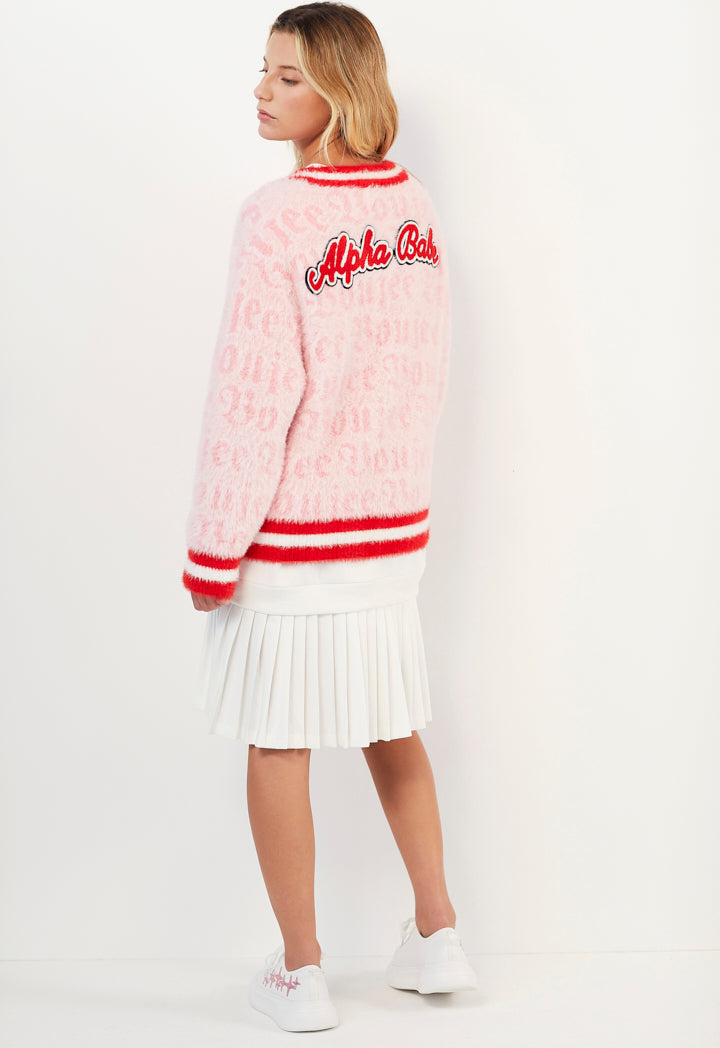 Hope Fluffy Embossed Cardigan Pink