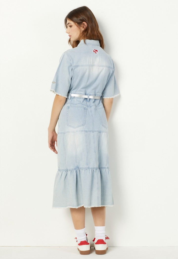 Hope Shirt Collar Denim Dress Denim Blue