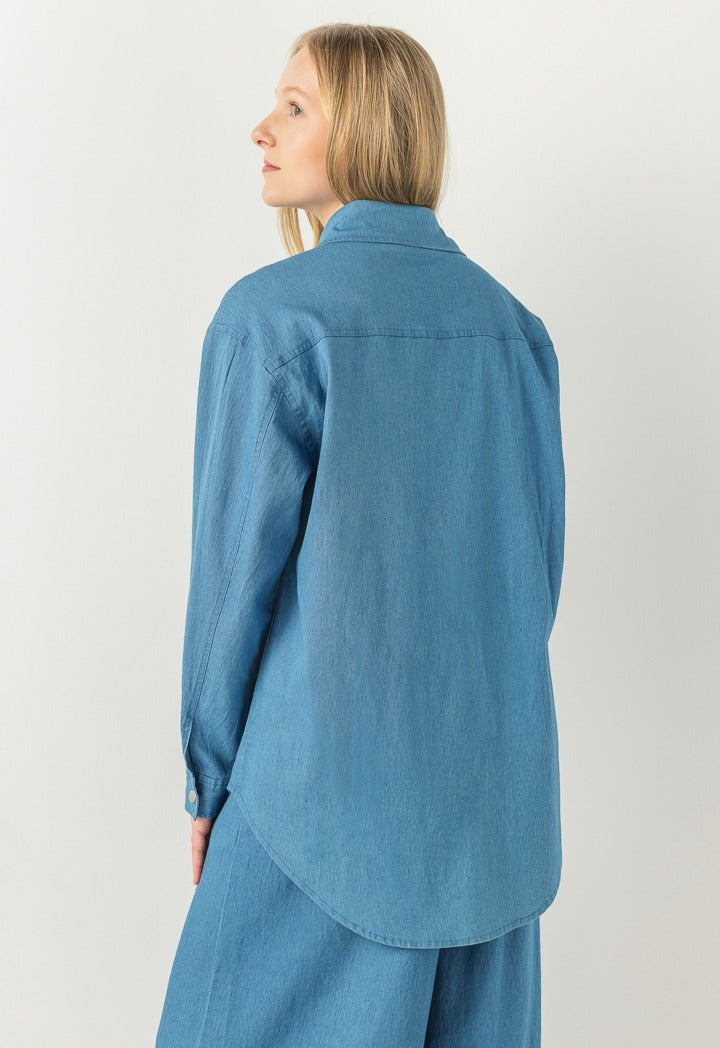Hope Solid Tencel Shirt Denim Blue