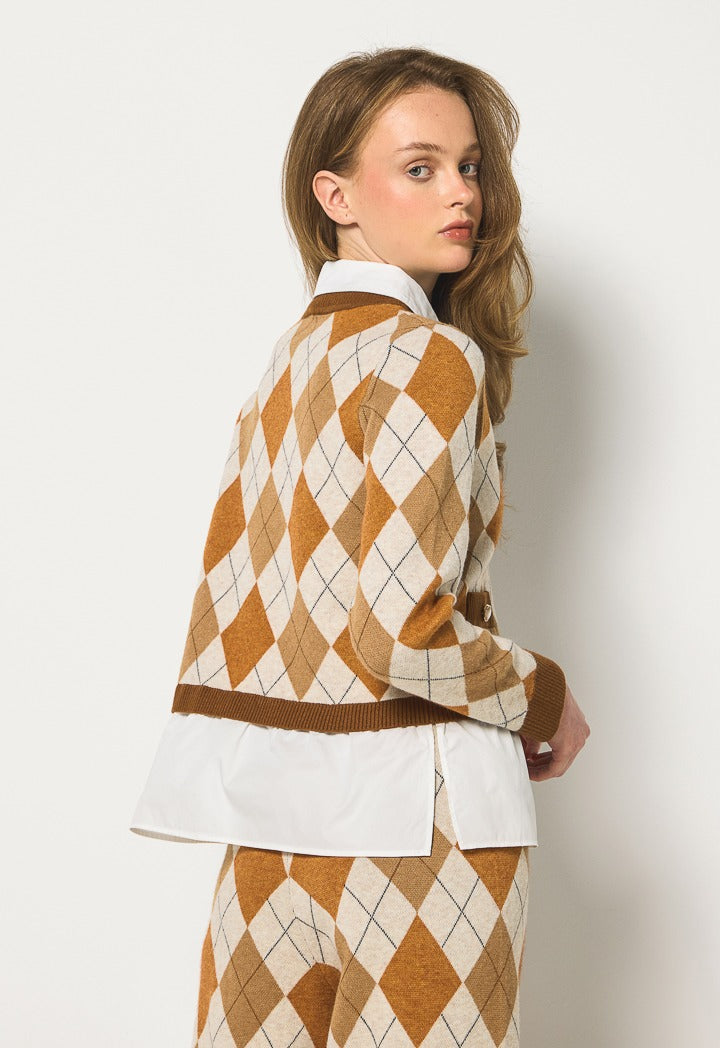 Hope Knitted Argyle Sweater  Multi Color