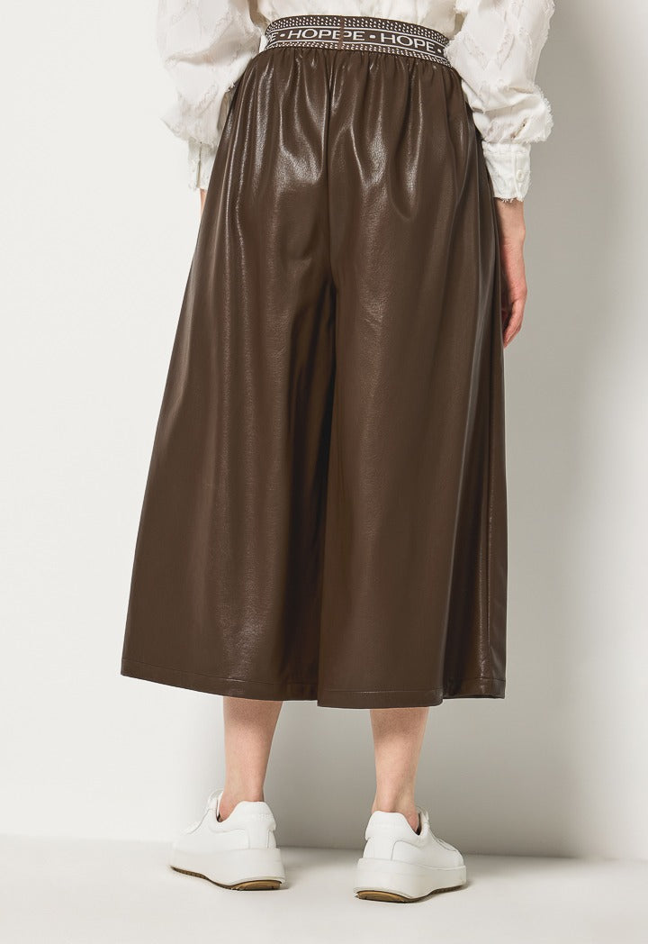 Hope Pu Leather Palazzo Trousers Brown