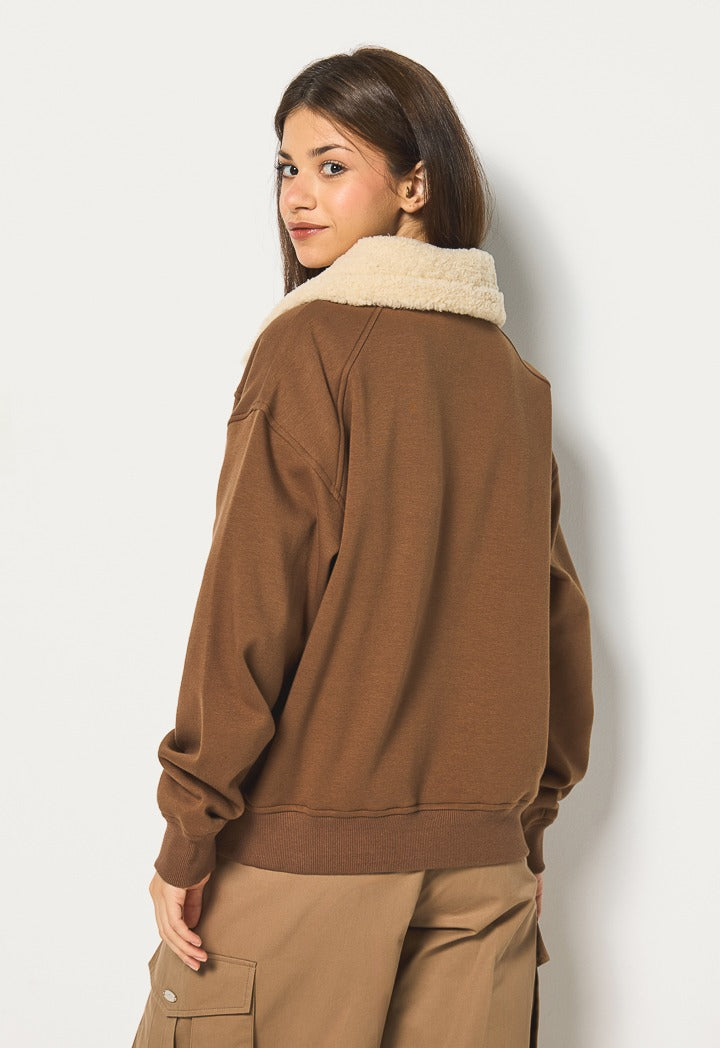 Hope Fleece Quilted Sweatshirt Brown