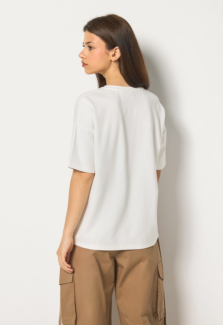 Hope Textured Print T-Shirt Off White