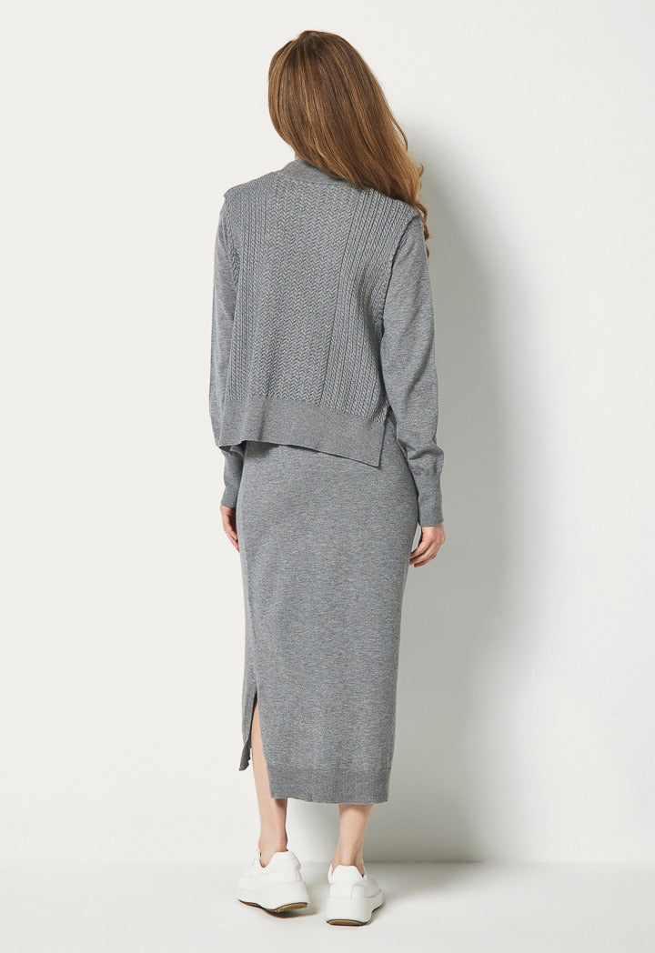 Hope Knitted Dress Combo (2Pcs) Grey