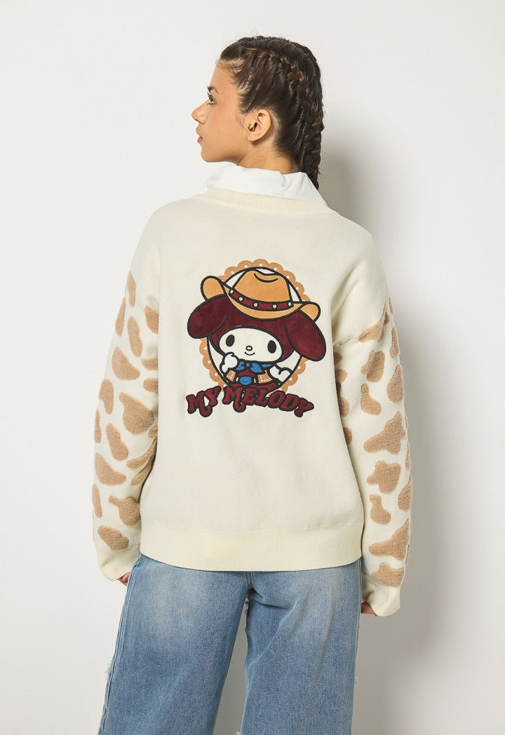 Hope My Melody Knitted Cardigan Ecru