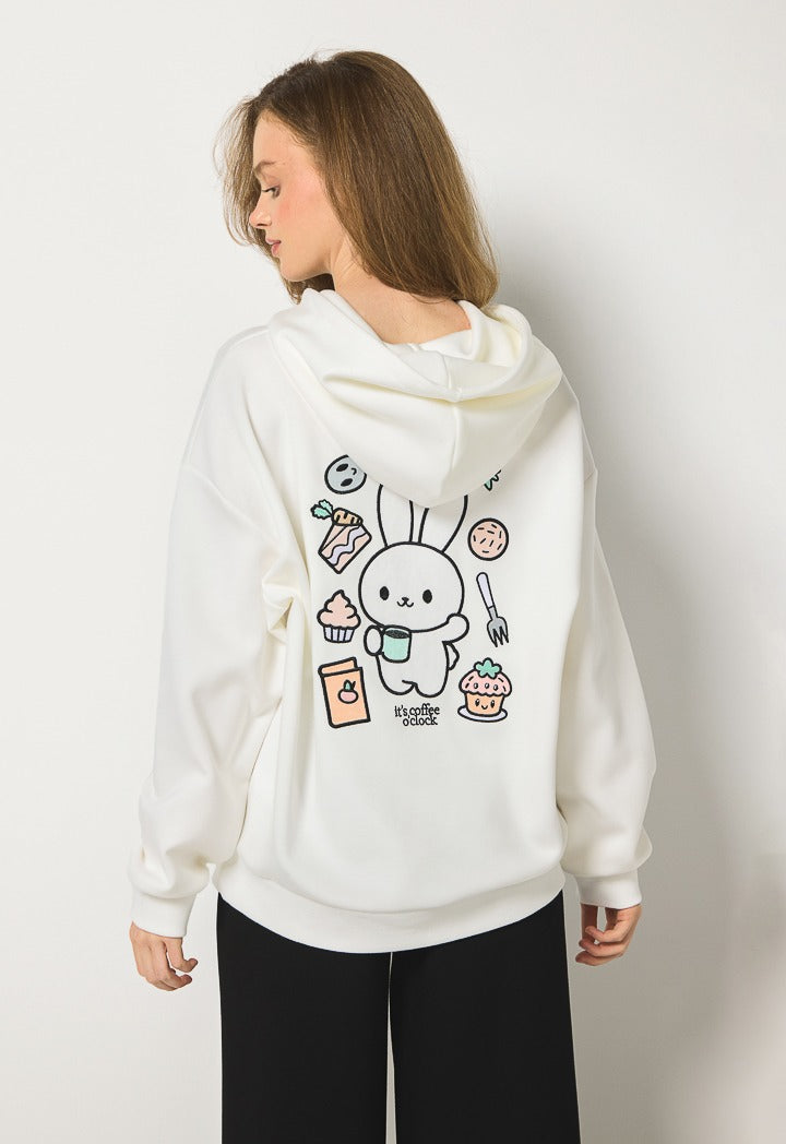 Hope Embroidered Back Hoodie Off White