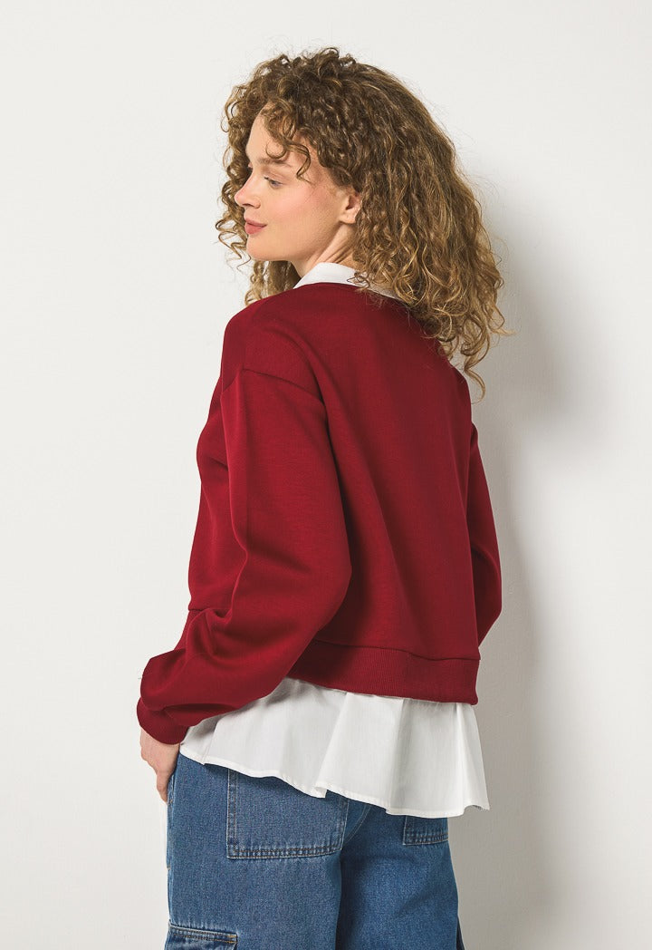 Hope My Melody Pleated Hem Sweatshirt Burgundy