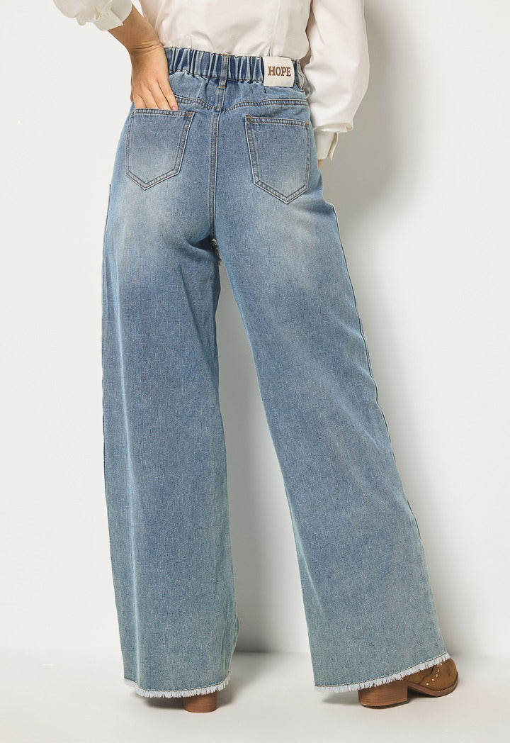 Hope Frayed Detailed Jeans Denim Blue