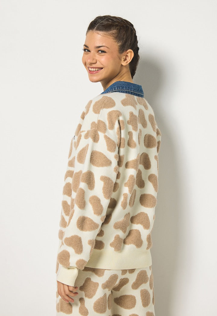 Hope Contrast Patches Sweatshirt Ecru
