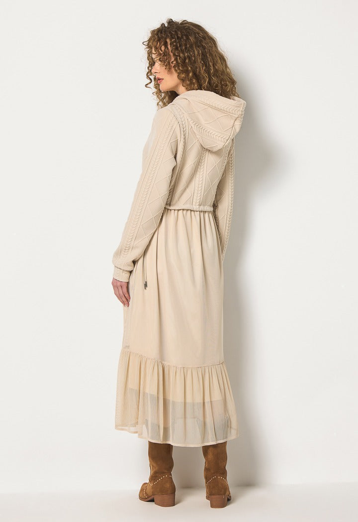Hope Mesh Skirt Hoodie Dress Beige