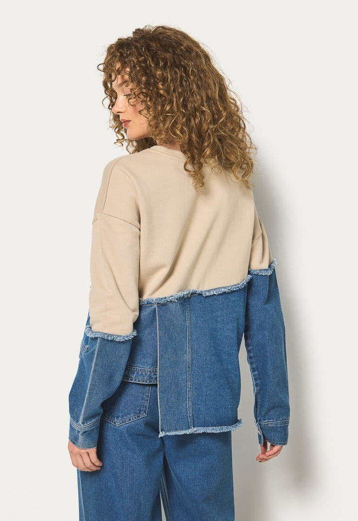 Hope Knitted Denim Sweatshirt Beige