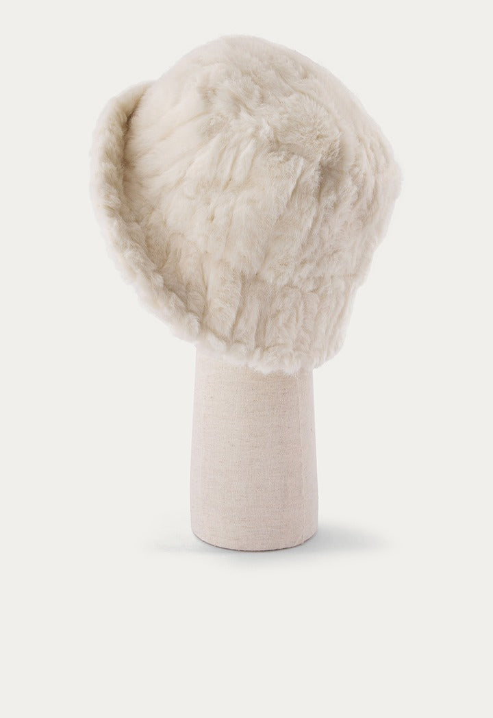 Hope Faux Fur Bucket Hat Off White