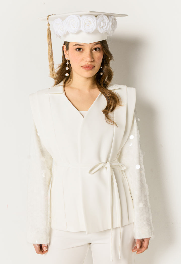 3D Flower Graduation Cap Accessories White