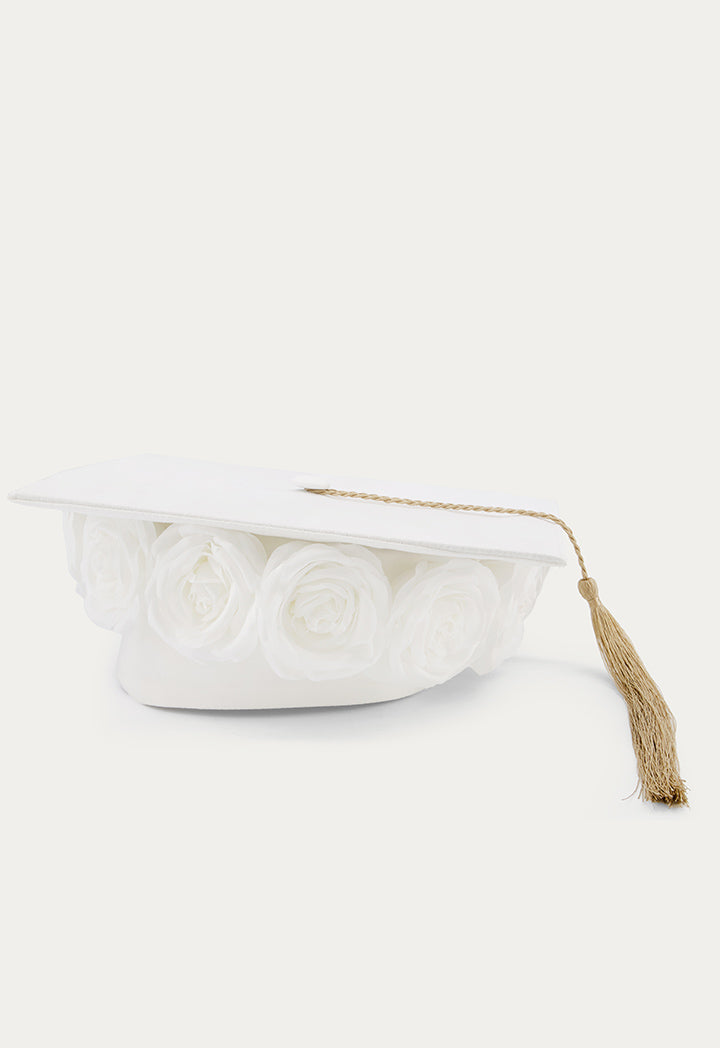 3D Flower Graduation Cap Accessories White