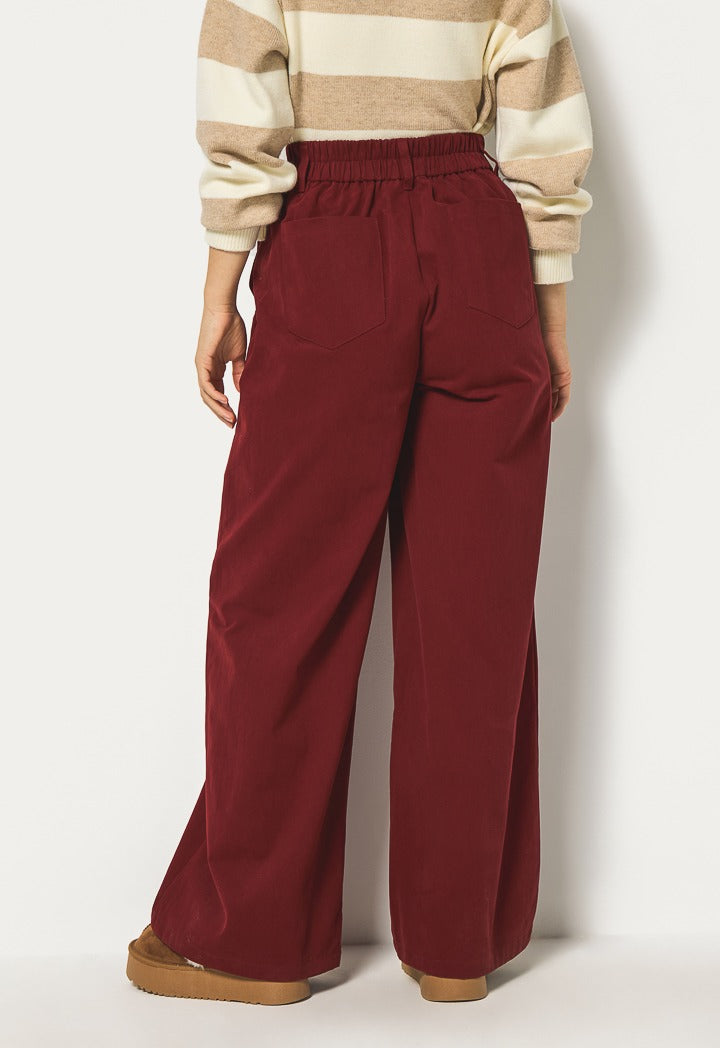 Hope High Waist Wide Leg Trousers Burgundy