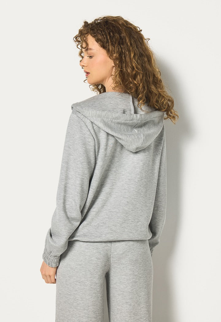Hope Contrast Crew Neck Hoodie Grey Melange