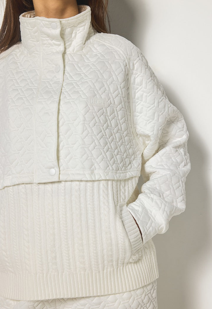 Hope High Neck Quilted Sweatshirt Off White