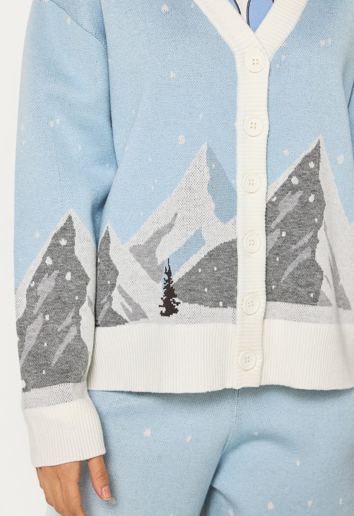 Hope Ribbed Hems Knitted Cardigan Light Blue