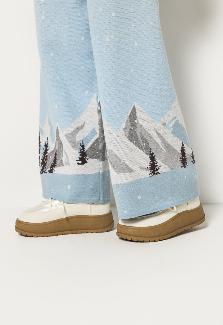 Hope Knitted Wide Legs Trouser Light Blue
