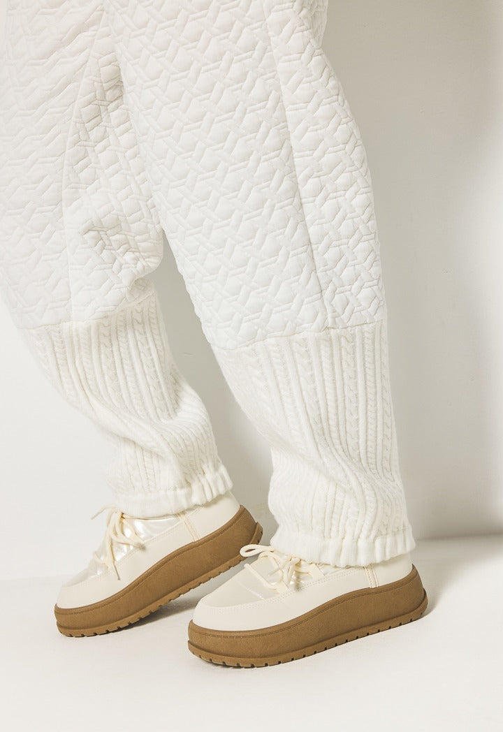 Hope Quilted Elastic Hems Trouser Off White