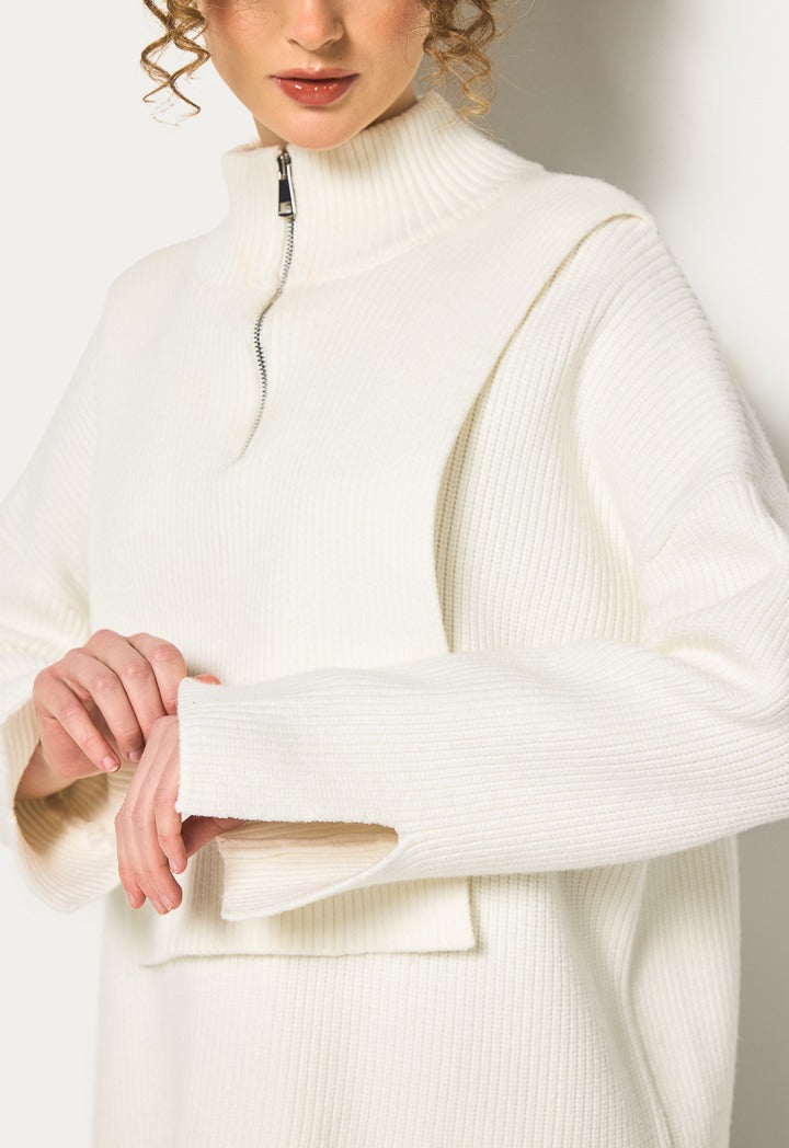 Hope High Neck Ribbed Jumper Off White