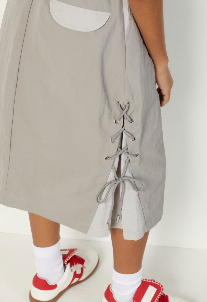 Hope Solid Drawstring Skirt Grey