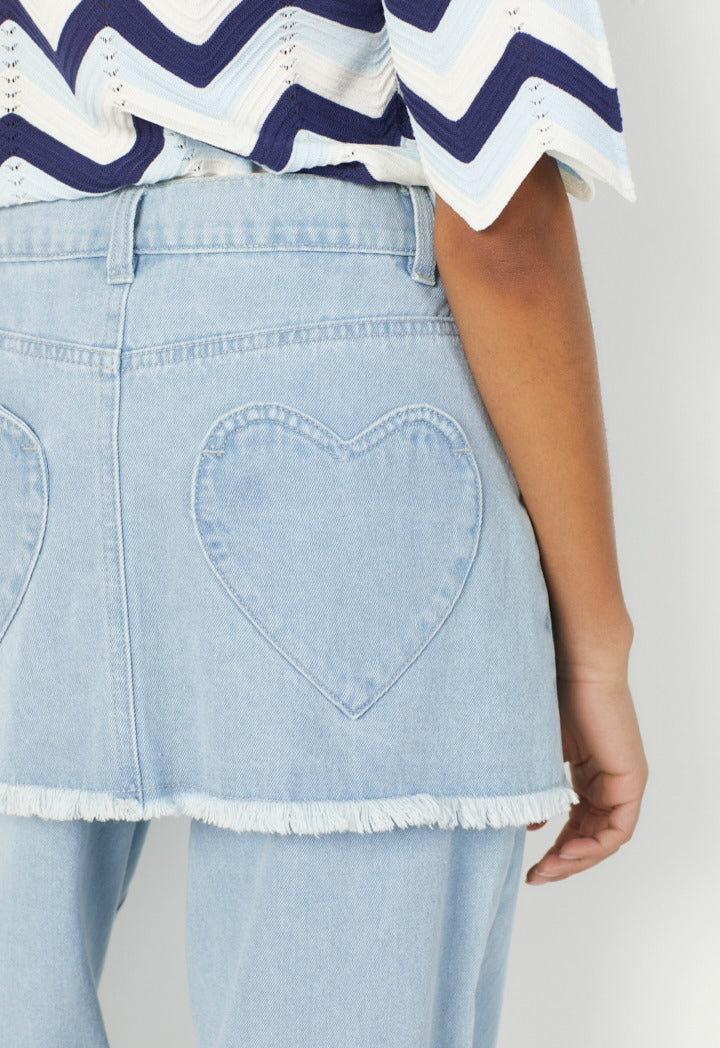 Hope Overlay Straight Leg Jeans Denim Blue