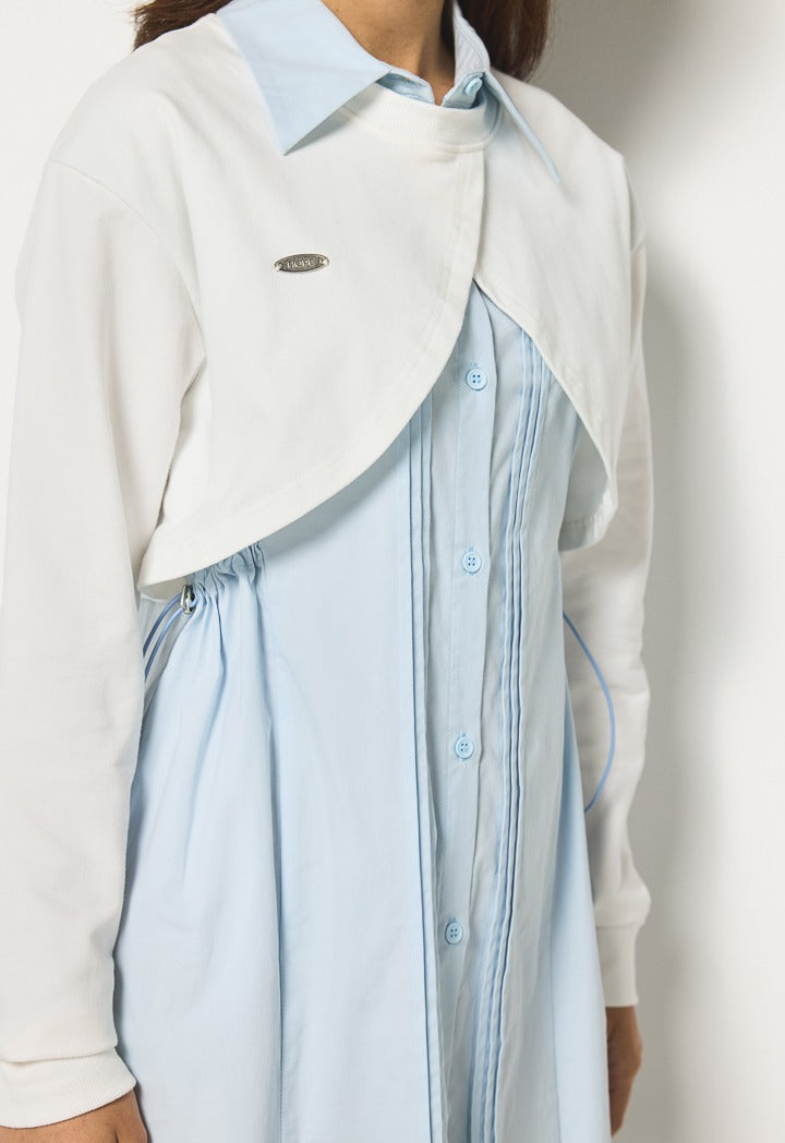 Hope Attached Vest Button Dress Light Blue