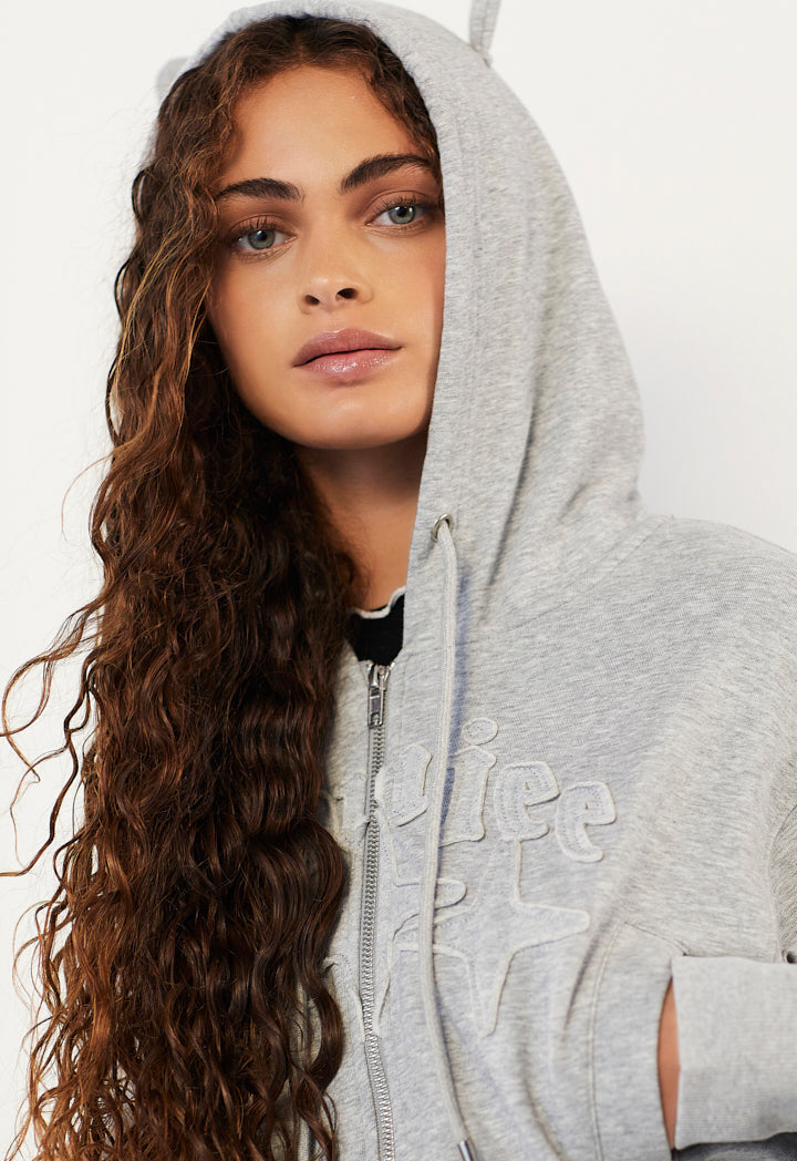 Hope Embroidered Knitted Jacket Grey Melange