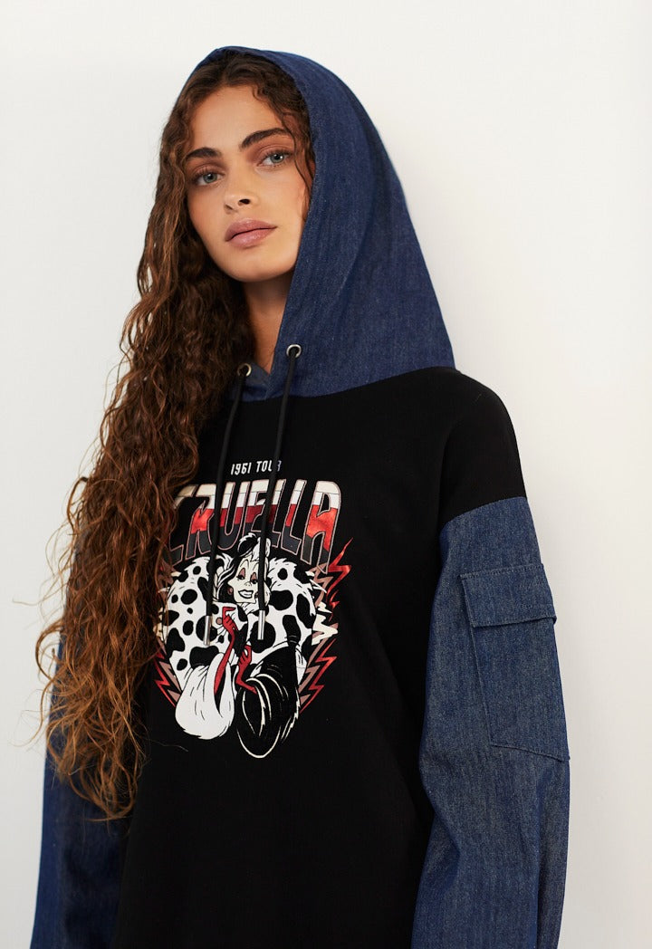 Hope Disney Cruella Hoodie Dress Black