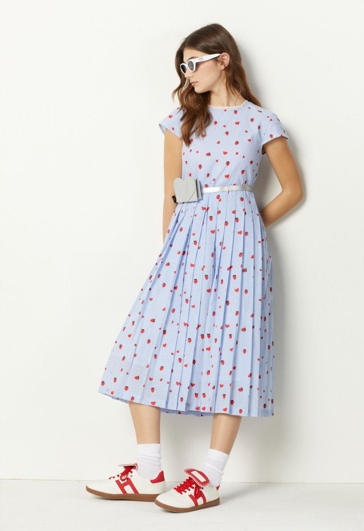 Hope Checkered Pleated Dress Multi Color