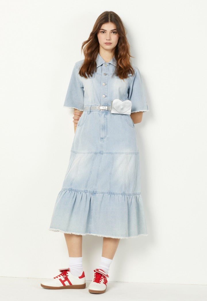 Hope Shirt Collar Denim Dress Denim Blue