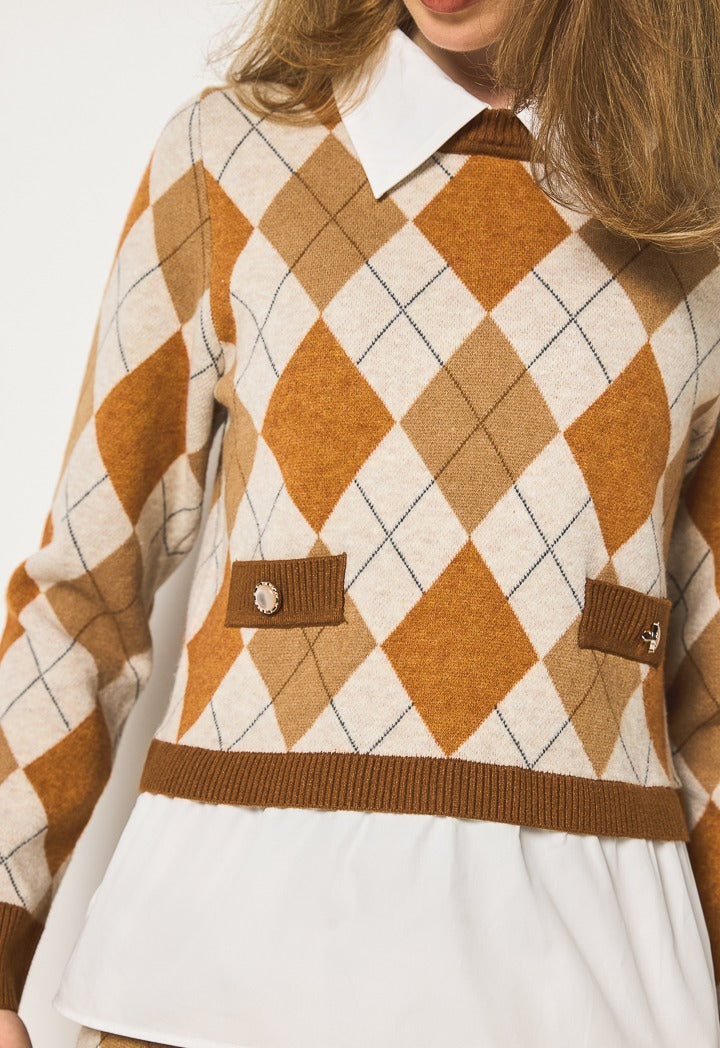 Hope Knitted Argyle Sweater  Multi Color