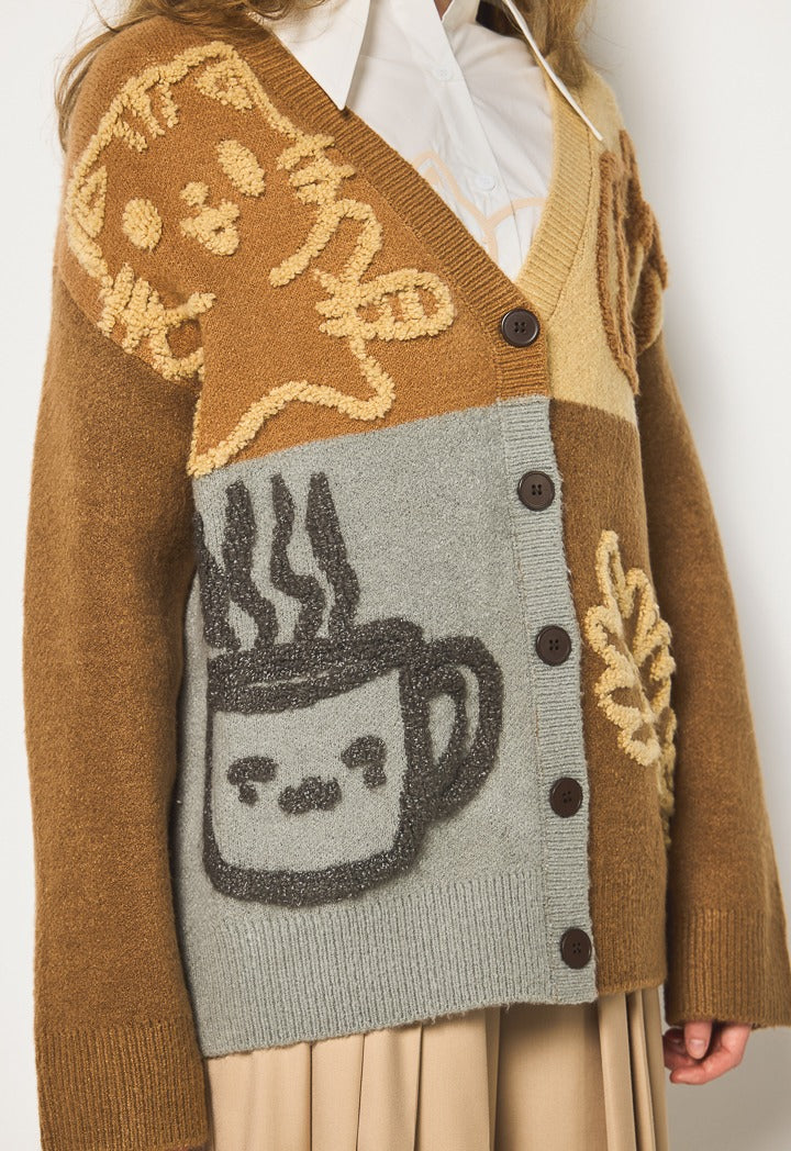 Hope Textured Shearling Cardigan Multi Color
