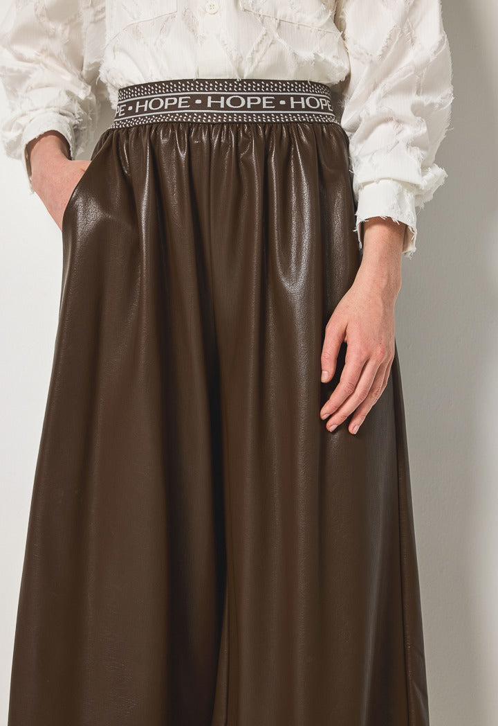 Hope Pu Leather Palazzo Trousers Brown