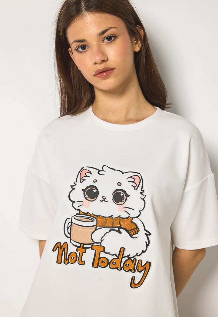 Hope Textured Print T-Shirt Off White