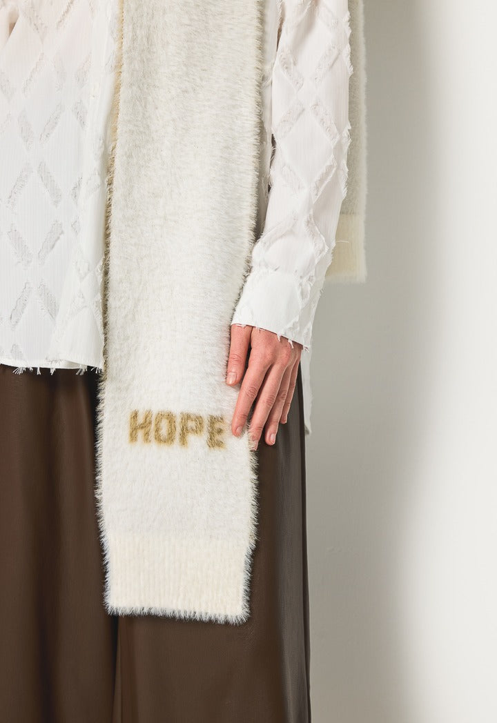 Hope Faux Fur Hooded Scarf Off White