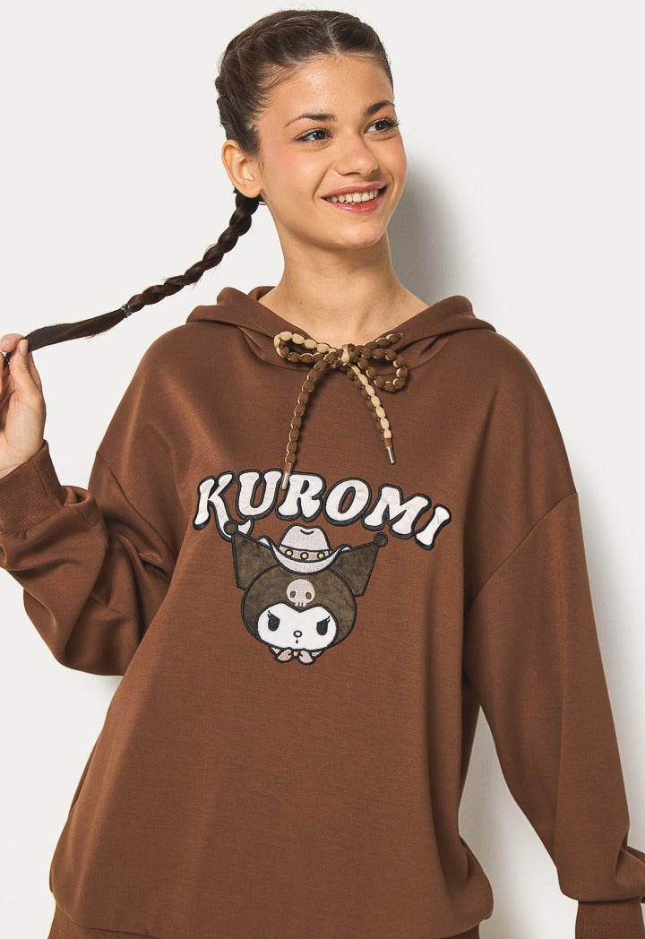 Hope Kuromi Embroidered Hoodie Brown